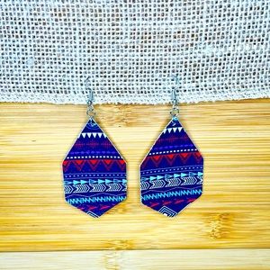 Hexagon Faux Leather Earrings